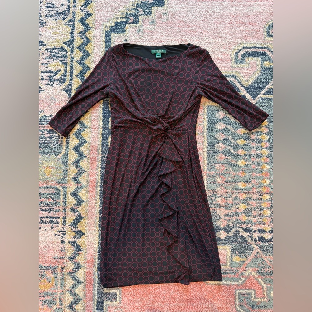 Ralph Lauren Black and Red Geometric Dress